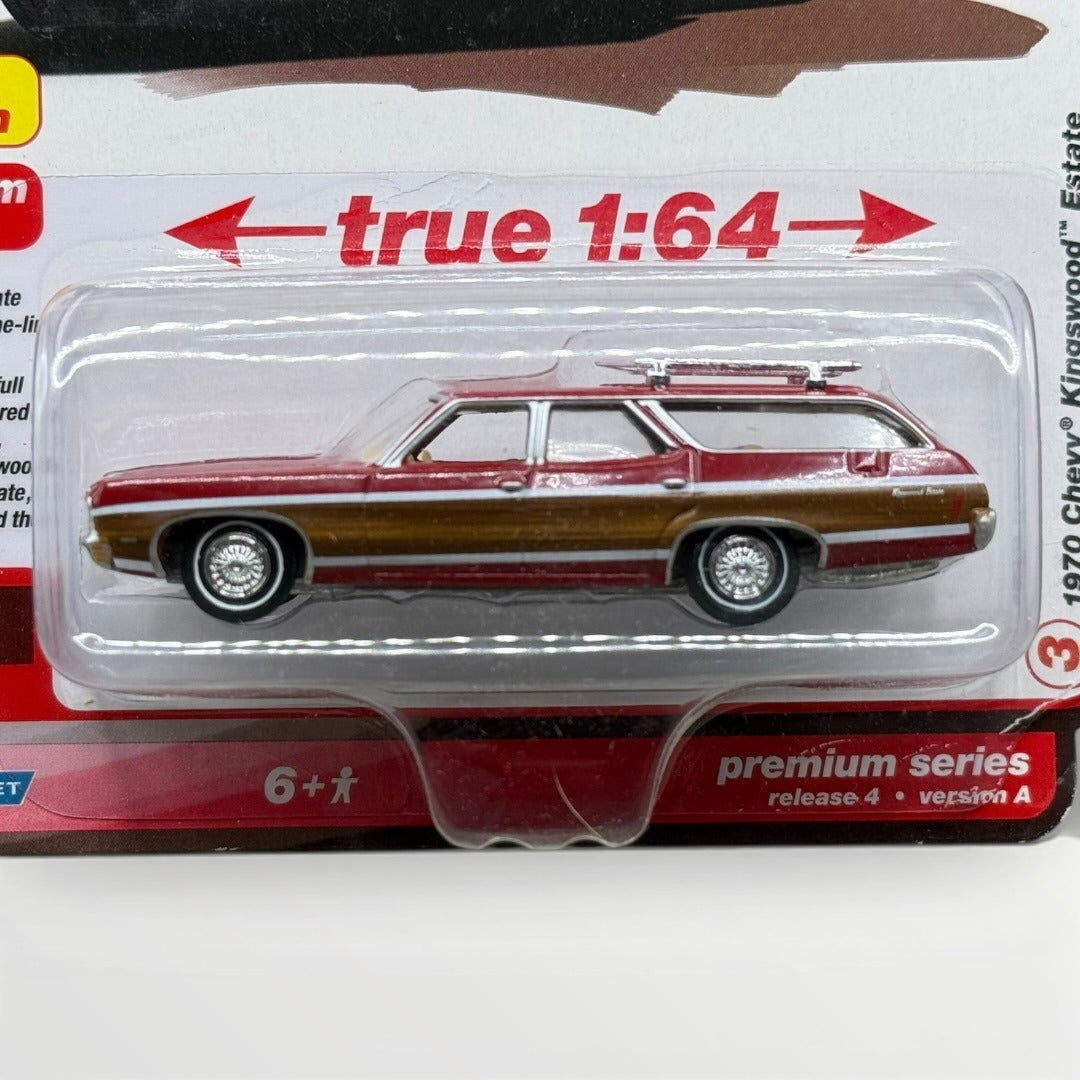 Auto World 1970 Chevy Kingswood Estate Wagon 1:64 Diecast Premium Cranberry Red