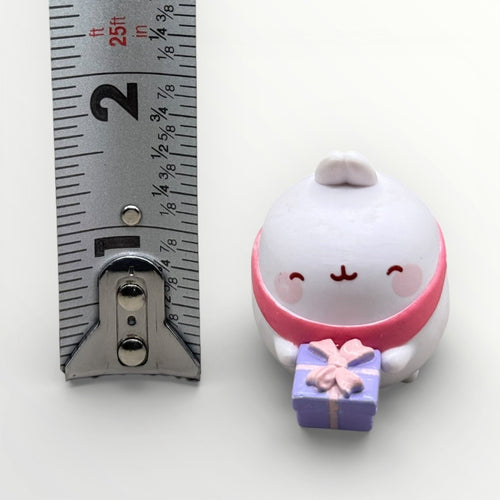 Molang Rabbit Mini Figure Pink Scarf Gift Box | Kawaii Desk Collectible PVC