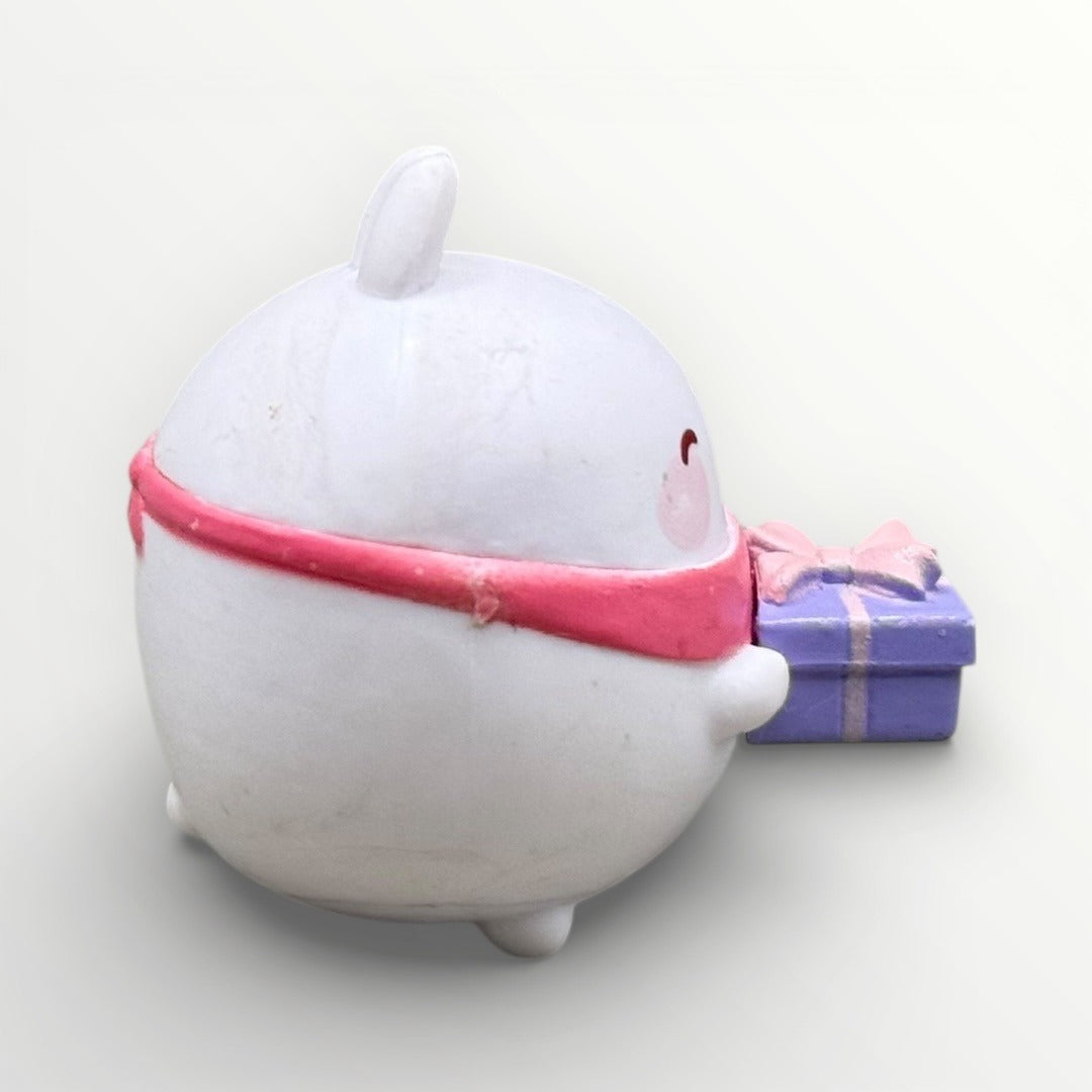 Molang Rabbit Mini Figure Pink Scarf Gift Box | Kawaii Desk Collectible PVC