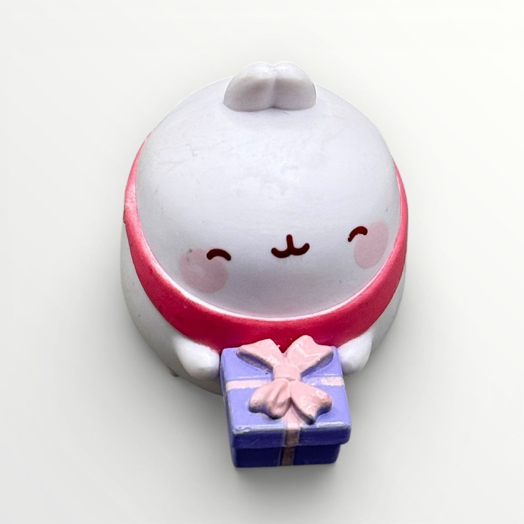 Molang Rabbit Mini Figure Pink Scarf Gift Box | Kawaii Desk Collectible PVC