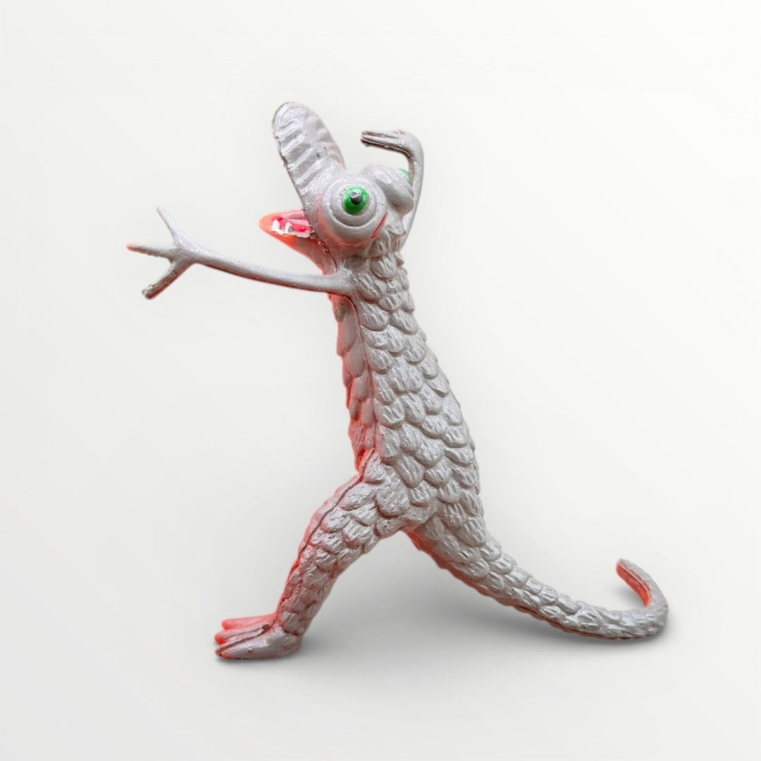 Vintage Ugly Wugglies Wuggly Monster Oily Rubber Alien Figure Red Gray 4”