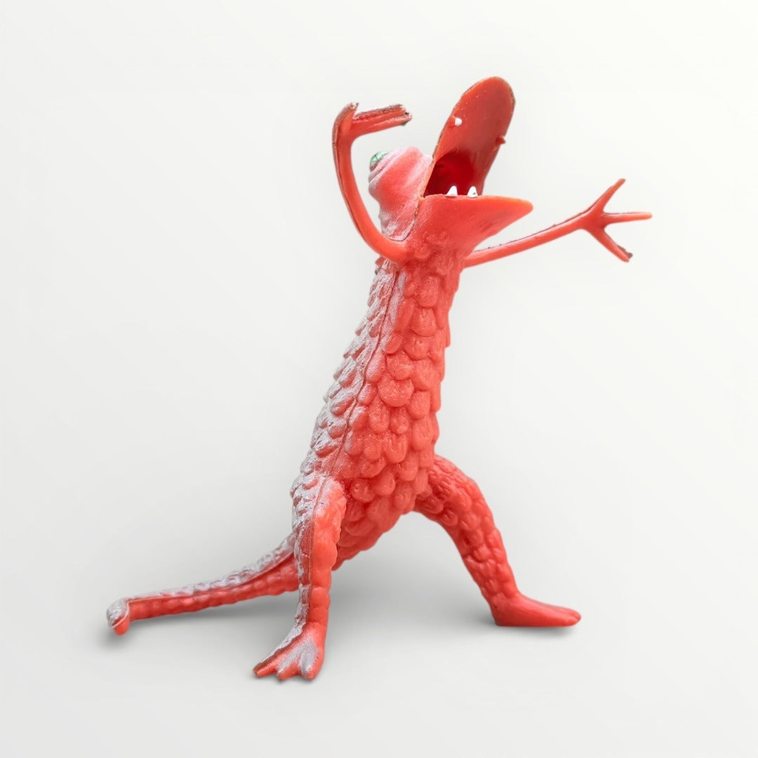 Vintage Ugly Wugglies Wuggly Monster Oily Rubber Alien Figure Red Gray 4”