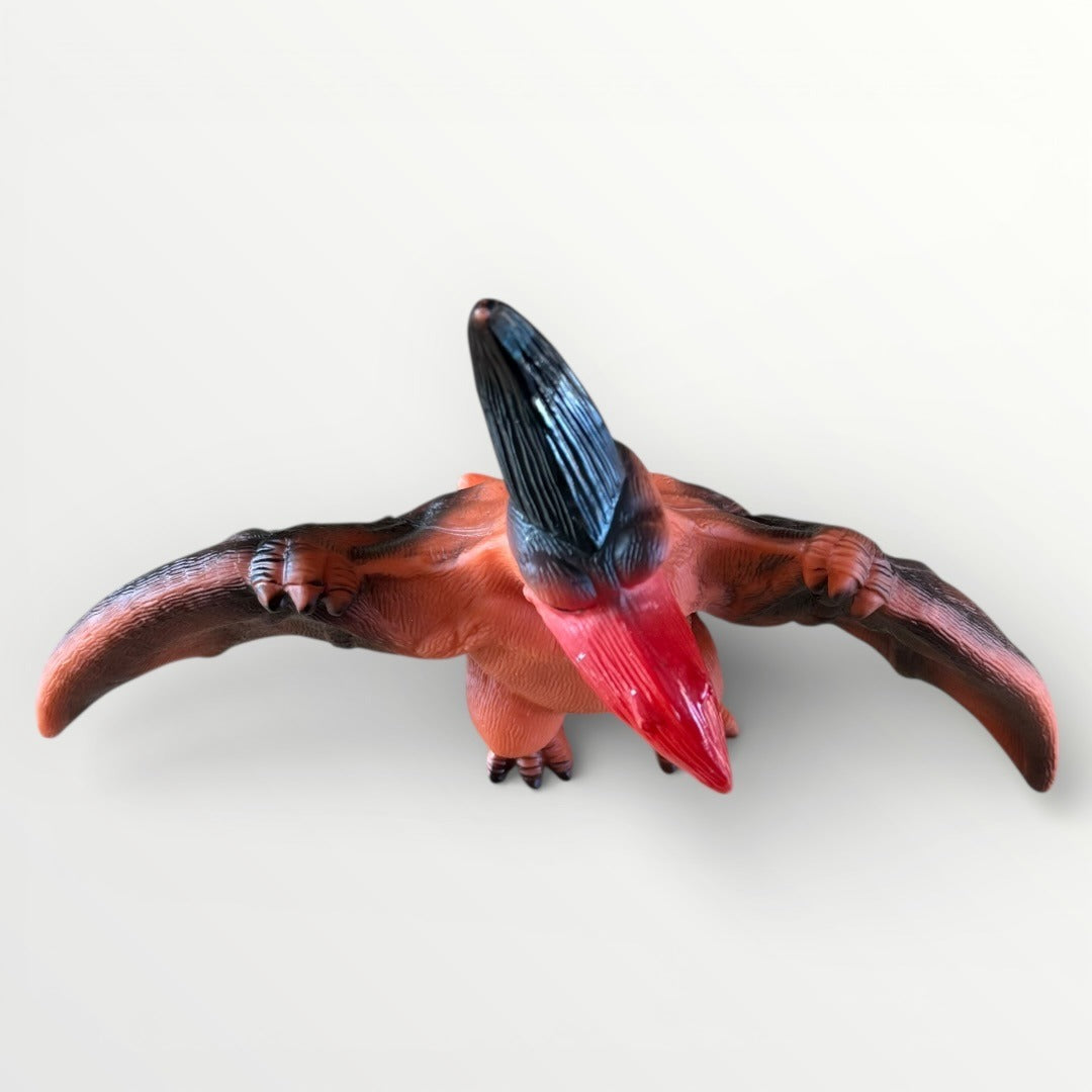 Vintage Soft Rubber Pterodactyl Dinosaur Figure Standing Horned 12” Wingspan
